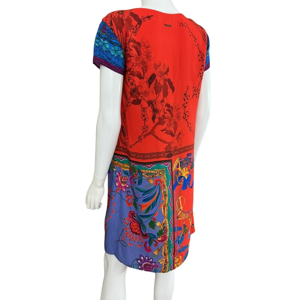 Desigual Koda Dress Size 40 Shift Mini Patchwork BOHO Scarf Print Festival Artsy - Picture 7 of 16